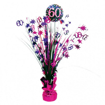 Pink Sparkling Celebration 60th Birthday Centerpiece Spray Decoration