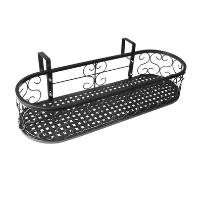 Plant Holder Plant Stand Hanging Flower Pot Basket Garden Wall Rack Shelf Oval Black