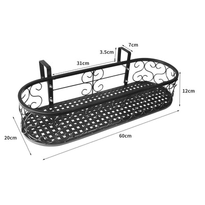 Plant Holder Plant Stand Hanging Flower Pot Basket Garden Wall Rack Shelf Oval Black Payday Deals