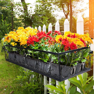 Plant Holder Plant Stand Hanging Flower Pot Basket Garden Wall Rack Shelf Rectangle Black Payday Deals
