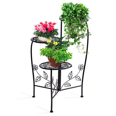 Plant Stand Outdoor Indoor Flower Pots Garden Metal Corner Shelf Wrought Iron Payday Deals