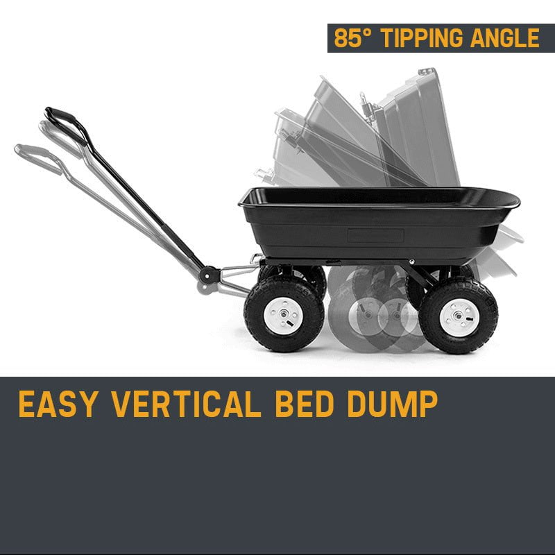 PLANTCRAFT 250kg Poly Pull Dump Cart Garden Hand Trailer Wagon Lawn Wheelbarrow Payday Deals