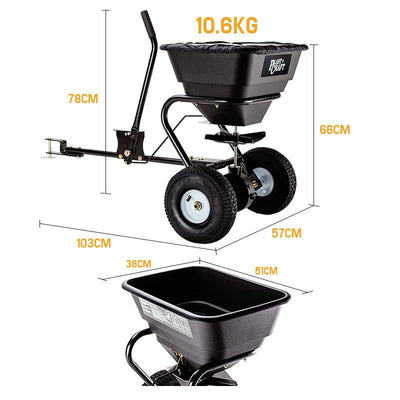 PLANTCRAFT Tow Behind Broadcast Spreader 30kg 26L Seed Fertiliser Tow Rotary Payday Deals