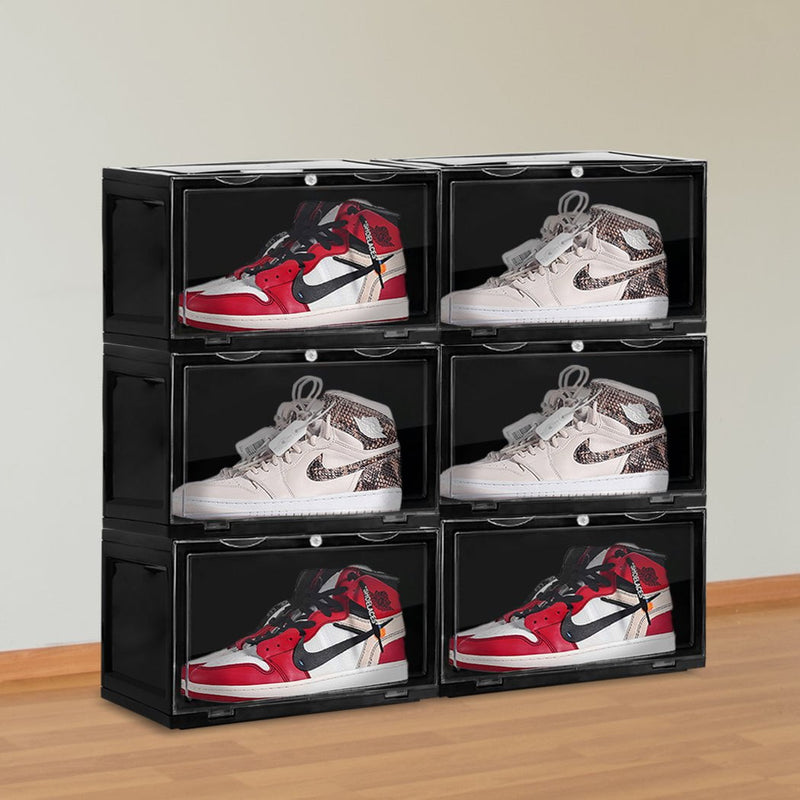 Plastic Shoes Boxes Clear Sneaker Display Storage Case Stackable Container 6pk Payday Deals