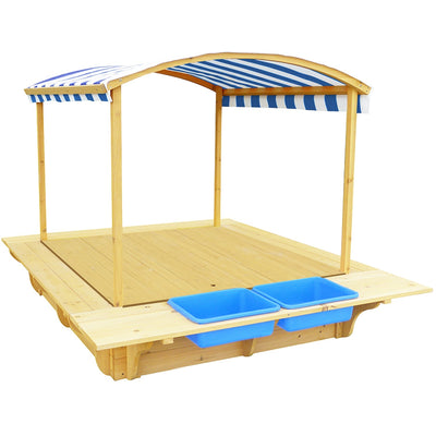 Playfort Sandpit (Blue Canopy) with Wooden Cover