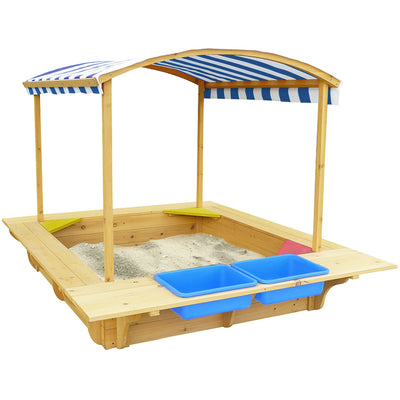 Playfort Sandpit (Blue Canopy) with Wooden Cover Payday Deals