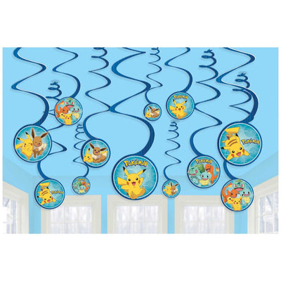 Pokemon Classic Spiral Paper Swirl Hanging Decorations 12 Pack
