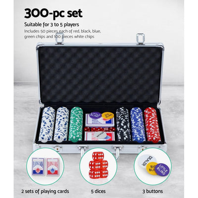 Poker Chip Set 300PC Chips TEXAS HOLD'EM Casino Gambling Dice Cards Payday Deals