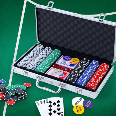 Poker Chip Set 300PC Chips TEXAS HOLD'EM Casino Gambling Dice Cards Payday Deals