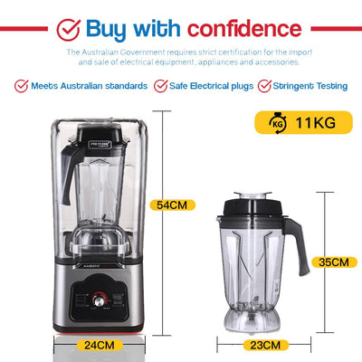POLYCOOL Commercial Blender Quiet Enclosed Processor Smoothie Mixer Cafe, Silver Payday Deals