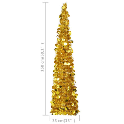 Pop-up Artificial Christmas Tree Gold 150 cm PET Payday Deals