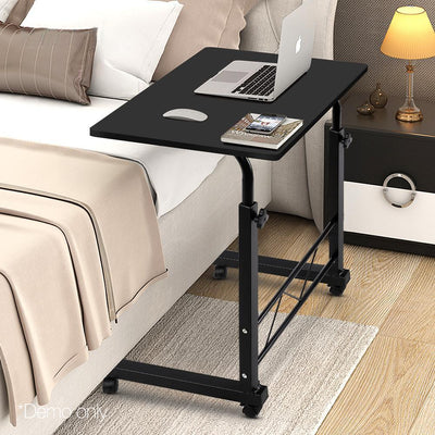Portable Adjustable Wooden Latpop Stand - Black