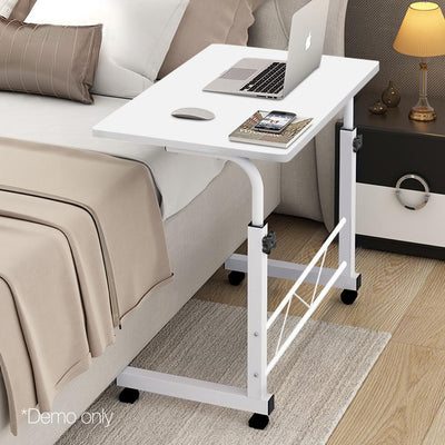 Portable Adjustable Wooden Latpop Stand - White
