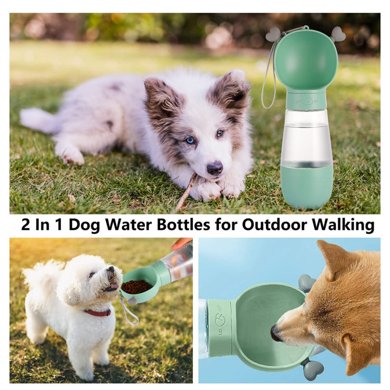 Portable Dog Water Bottle with Food Container Leak Proof Dog Water Dispenser(Green) Payday Deals