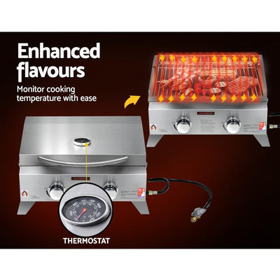 Grillz Portable Gas BBQ LPG Oven Camping Cooker Grill 2 Burners Stove Outdoor Payday Deals