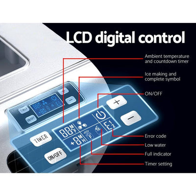 Devanti Portable Ice Maker Machine Commercial Square Ice Cube Countertop Silver 2.2L Payday Deals