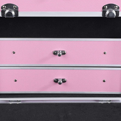 Portable Makeup Case Cosmetic Organiser Box Beauty Travel Suitcase 5 in 1  Pink