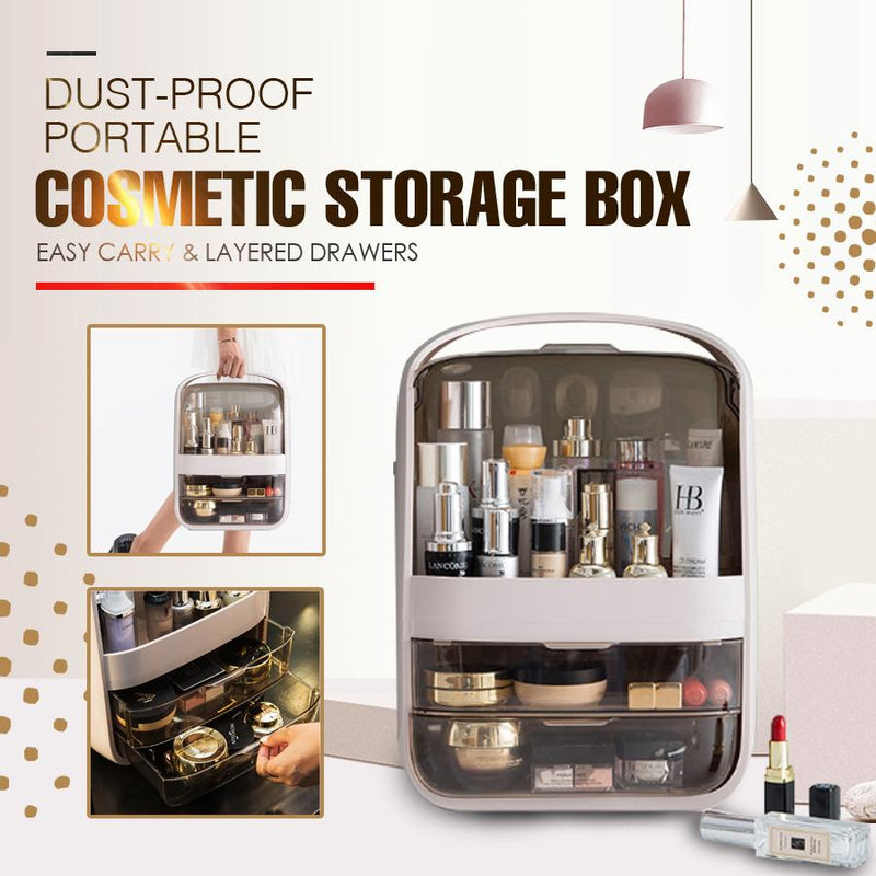 Portable Transparent Cosmetic Organizer Makeup Dust-proof Storage Box(White) Payday Deals