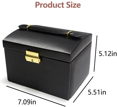 Portable Travel Jewelry box with three-layer PU leather storage box, mirror and lock Payday Deals