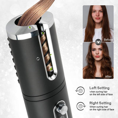 Portable Wireless Automatic Hair Curler for Travel with LED Temperature Display, Timer and USB Rechargeable (Black) Payday Deals