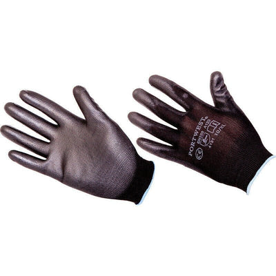 Portwest PU Palm Coated Safety Work Gardening Builders Gloves Breathable - Black Payday Deals