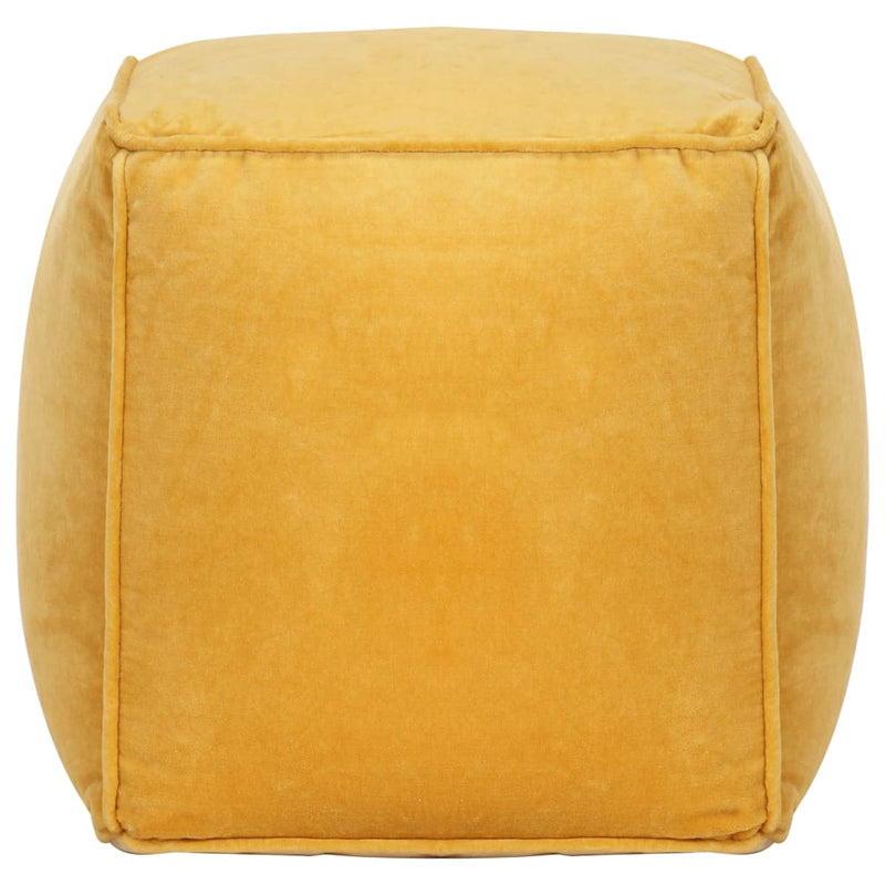 Pouffe Cotton Velvet 40x40x40 cm Yellow Payday Deals