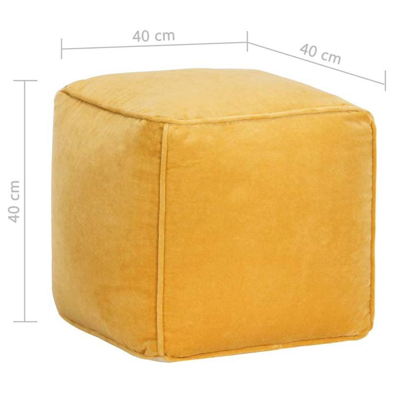 Pouffe Cotton Velvet 40x40x40 cm Yellow Payday Deals