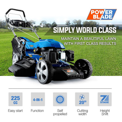 Powerblade Lawn Mower 20 225cc Petrol Self-Propelled Push Lawnmower 4-Stroke" Payday Deals