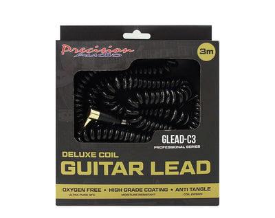 Precision Audio 5 Pack 1/4" To 1/4" 6.35mm Deluxe Coil Studio Guitar Lead Straight to Straight GLEADC3 3m Payday Deals