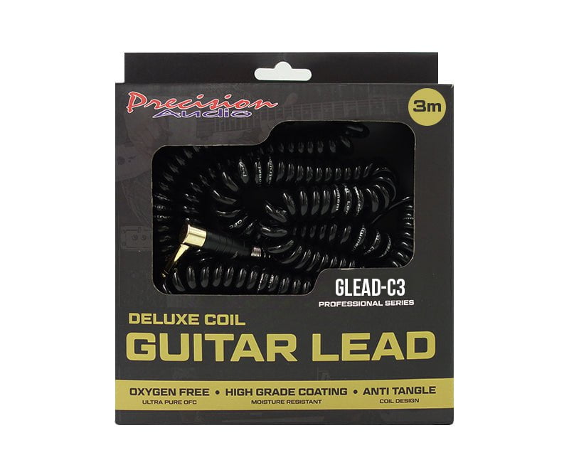 Precision Audio 5 Pack 1/4" To 1/4" 6.35mm Deluxe Coil Studio Guitar Lead Straight to Straight GLEADC3 3m Payday Deals