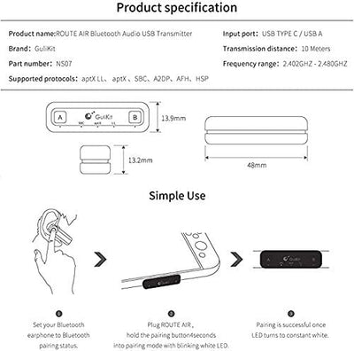 Premium Bluetooth Adapter Route air Pro Support in-Game Voice Chat compatible with Nintendo Switch, Nintendo Switch Lite, PS4 and Laptops Payday Deals