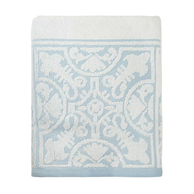 Premium Cotton Towel Jacquard White Blue Design Payday Deals