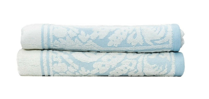 Premium Cotton Towel Jacquard White Blue Design Payday Deals