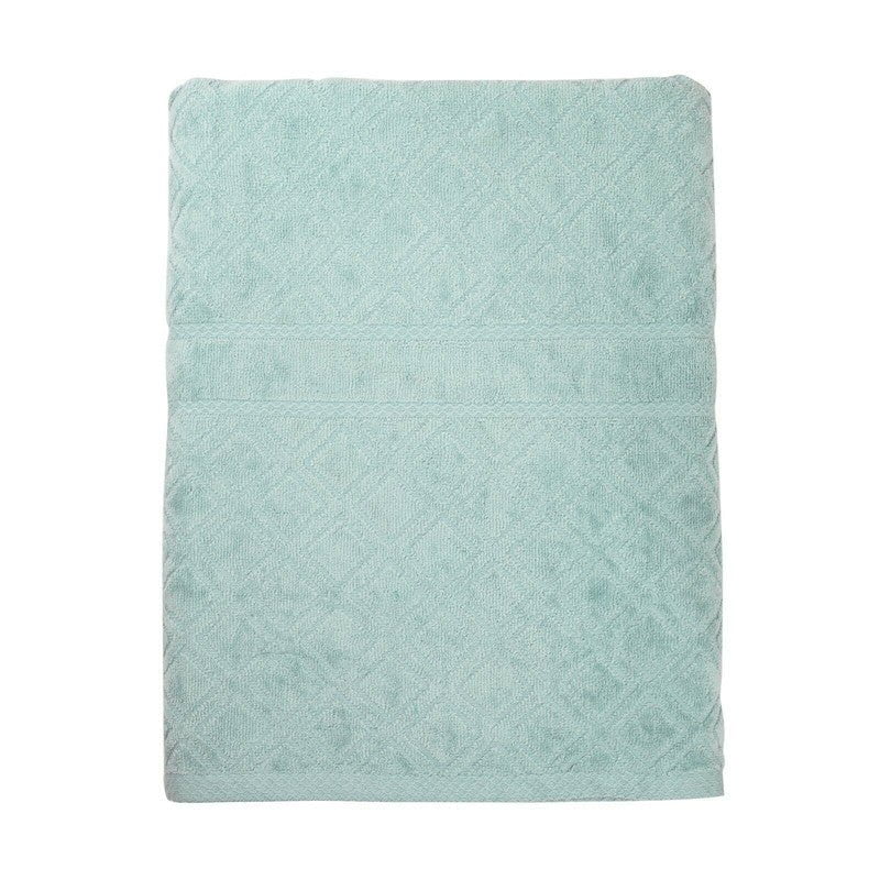 Premium Velour Diamond Design Jacquard Bath Towel (Aqua) Payday Deals