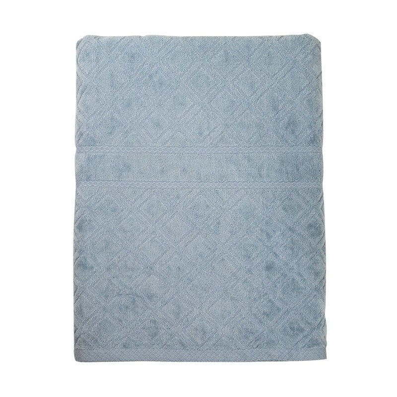 Premium Velour Diamond Design Jacquard Bath Towel (Blue) Payday Deals