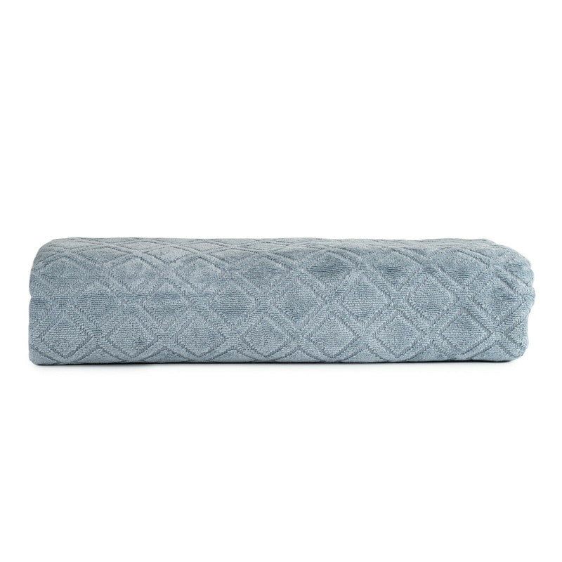 Premium Velour Diamond Design Jacquard Bath Towel (Blue) Payday Deals