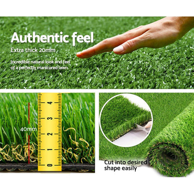 Primeturf Artificial Grass 40mm 1mx10m 10sqm Synthetic Fake Turf Plants Plastic Lawn 4-coloured Payday Deals