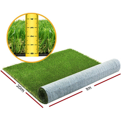 Primeturf Synthetic 30mm  0.95mx20m  19sqm Artificial Grass Fake Lawn Turf Plastic Plant White Bottom Payday Deals