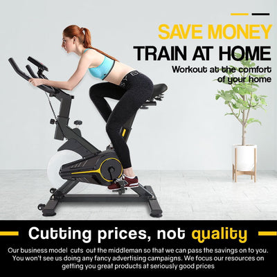 PROFLEX Commercial Spin Bike Flywheel Exercise Fitness Home Gym Yellow Payday Deals