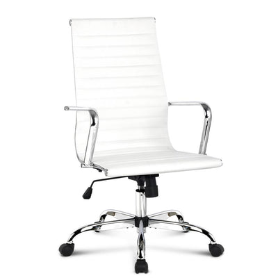 PU Leather High Back Office Desk Chair - White