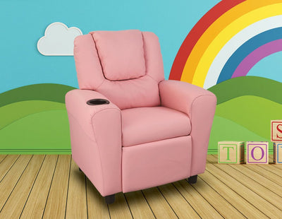 PU Leather Kids Recliner with Drink Holder Payday Deals