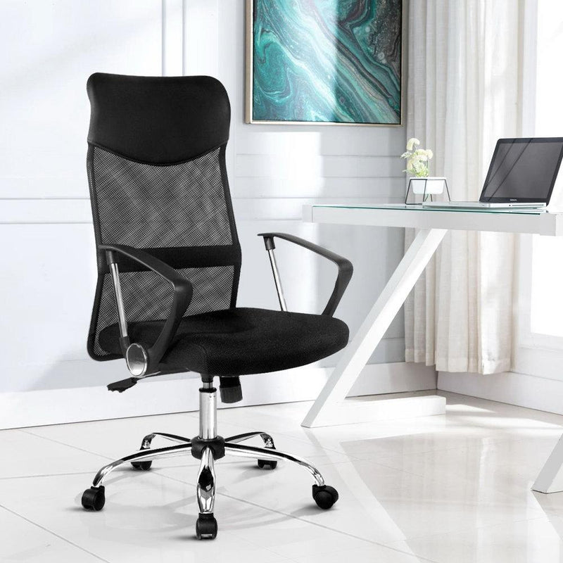 PU Leather Mesh High Back Office Chair - Black Payday Deals