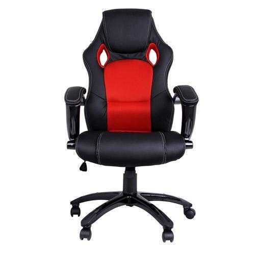 PU Leather & Mesh Racing Style Office Chair - Black and Red