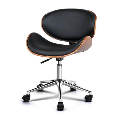 & PU Leather Office Desk Chair - Black