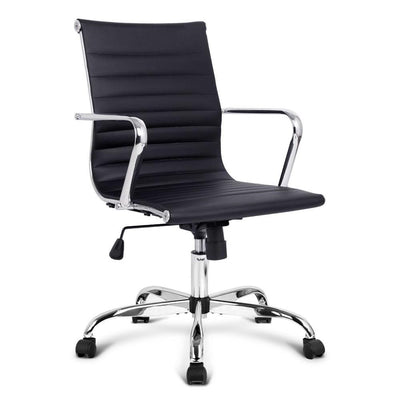 Eames Replica Office Chair Computer Seating PU Leather Mid Back Black