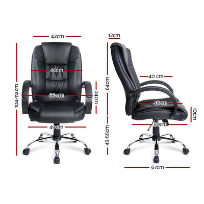 PU Leather Office Desk Computer Chair - Black