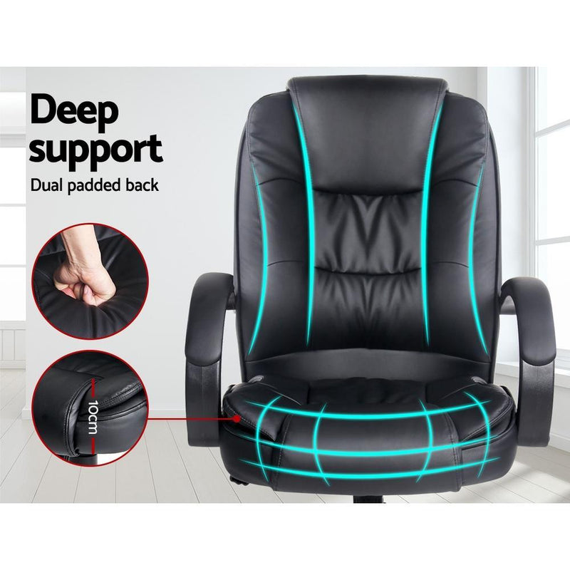 Artiss Office Chair Gaming Computer Chairs Executive PU Leather Seating Black Payday Deals