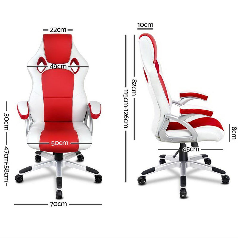 PU Leather Padded Office Computer Chair - Red