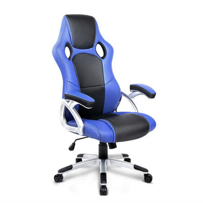 PU Leather Padded Office Desk Computer Chair - Blue