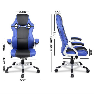 PU Leather Padded Office Desk Computer Chair - Blue